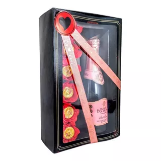 Caixa Presente Mini Champagne + Bombons Chocolates Namorados
