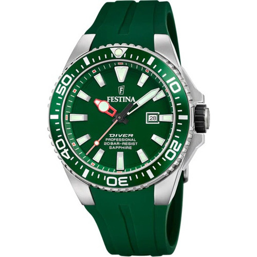 Reloj Festina Hombre The Originals/diver F20664.2 Verde Color Del Bisel Plateado