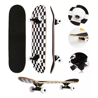 Skate Semi Profissional Montado Completo Modelo Xadrez 7.5