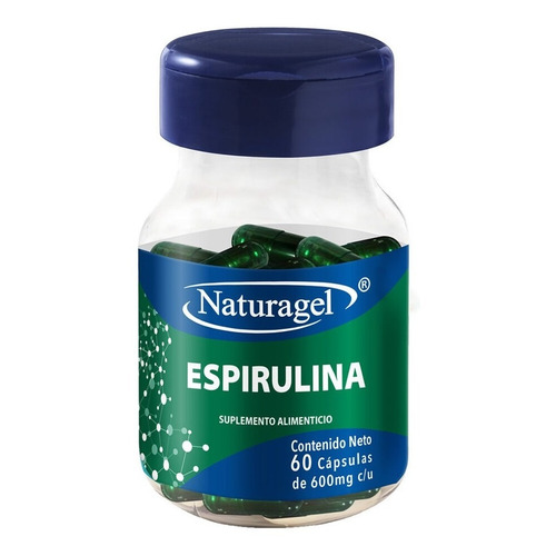 Espirulina 60 cápsulas de 600 mg Naturagel sin sabor