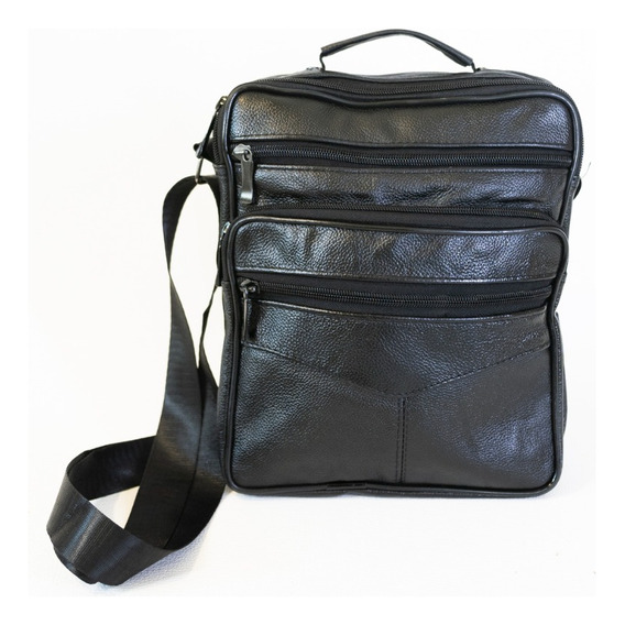 Bolsito Morral Negro Cuero Vacuno Ru7-2 Arpelli