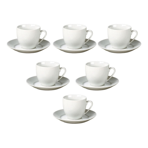 Taza De Te 220ml Con Plato 6 Unidades Blanca Selecta