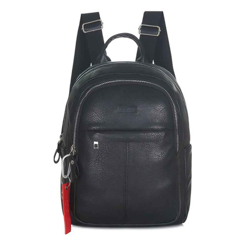 Mochila Trendy Simil Cuero Incluye Llavero Urbana Lubeca Color Negro