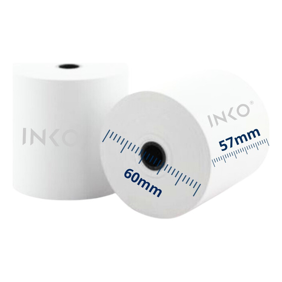 10 Rollos Térmicos 57x60 Impresora 58mm Miniprinter Color Blanco