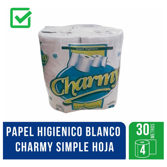 Papel Higienico Blanco Hoja Simple Charmy 4 X 30 Mts