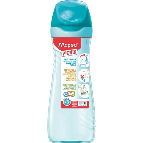 Botella De Agua Maped Picnik 580ml Con Tapa, Antiderrames Color Turquesa