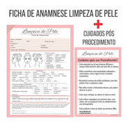 Kit Ficha Anamnese Limpeza De Pele + Bloco Cuidados 100fls