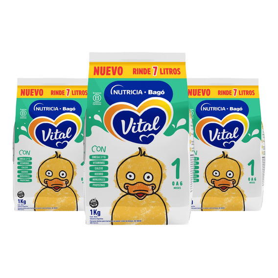 Vital 1 Leche Formula Maternizada Polvo Pouch 1kg Pack X 3u