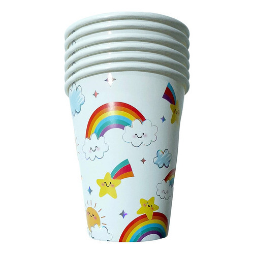 Vaso Polipapel 266cc Temáticos X 6u Arcoiris Con Nube