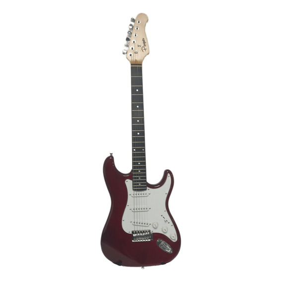 Guitarra Electrica Parquer Stratocaster Negra Con Funda Color Rojo Orientación De La Mano Diestro