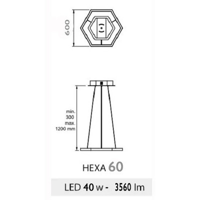 Lampara Colgante Led  Hexa Simple 60cm 40w  Luz Desing