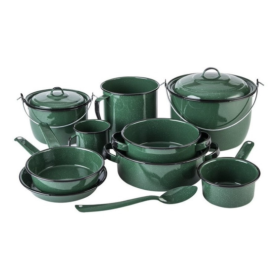 Batería De Cocina Clásica De Peltre 12 Piezas Verde Cinsa