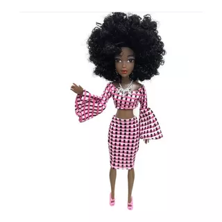 Boneca Negra Afro Cabelo Cacheado Black 1 Unidade