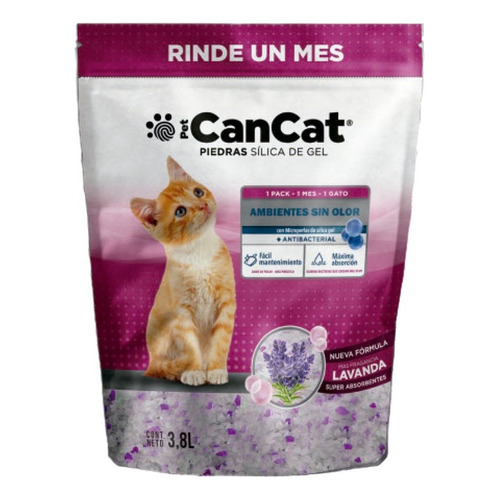 Piedras para gatos sílica de gel lavanda Cancat 3.8 litros