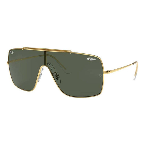 Arm. Solar Ray-ban Wings Ii 0rb3697 Hombre Degradado Color 905071 Lente Verde Varilla Oro Armazón Oro Diseño Protección UV