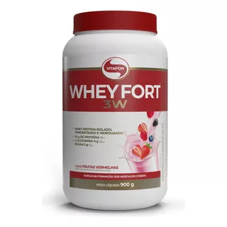 Whey Protein Whey Fort 900gr - Vitafor Sabores Choc/bau/fv Sabor Frutos Vermelhos