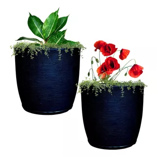 Kit Vaso Planta Polietileno Escovado Luxo Redondo N2