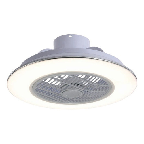 Ventilador De Techo Con Lámpara Led 3 Tonos Megaluz F60062 Cantidad de aspas 7 Estructura Blanco Aspas Blanco Diámetro 12 " Material de las aspas Acrílico