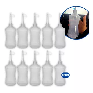 10un Frasco 500ml Almotolia Transparente Bico Reto Bisnaga F