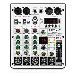 Mixer De Som Arvomic Armx4  Bt E Usb 16 Efeitos Eq 3 Bandas