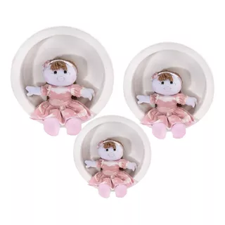 Trio Para Nicho Boneca Nuvem Rosa Com 3 Peças