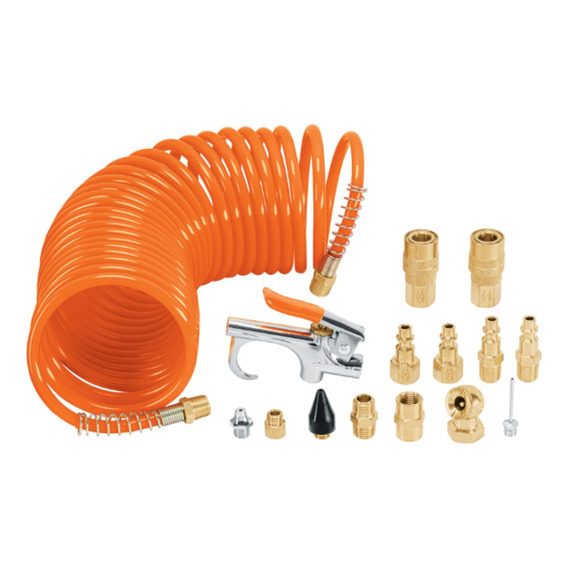 Kit Set 15pzs Compresor De Aire Acople Manguera Truper 19094