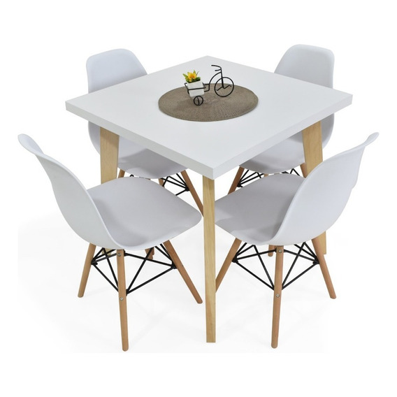 Set De Comedor Lyon 4p Y Sillas Banfield Color Blanco