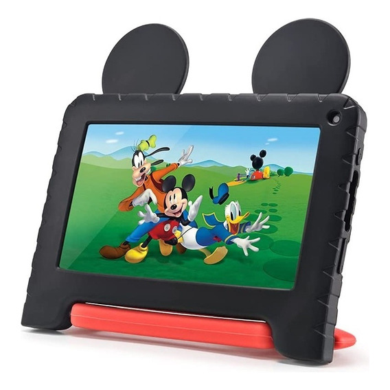 Tablet  con funda Multilaser Mickey Kids 7" 32GB negra/roja y 2GB de memoria RAM