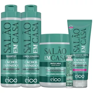 Eico Salão Em Casa Cachos Definidos Crespos 800ml 5 Produtos