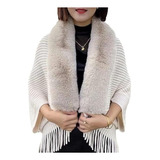 Winter Knit Fringe Fur Collar Shawl,ladies Knitted Thickened