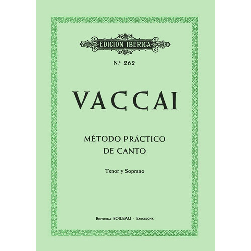 Libro: Método De Canto (soprano Y Tenor). Vaccai, Nicola. Bo