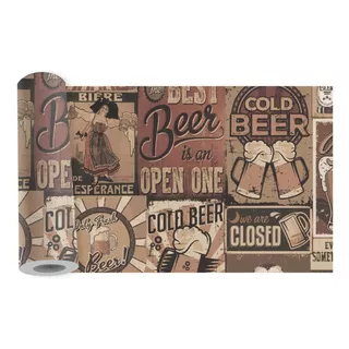 Quartinho Decorado Faixa Border Cerveja Bar Beer Vintage Sepia Adesivo Kit B269 Colorido