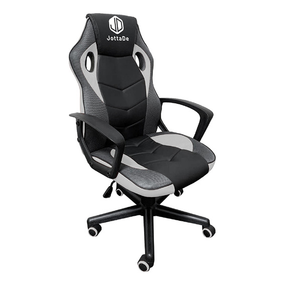 Silla De Escritorio Gamer Jd 615 Regulable Cuero Sintetico 5 Ruedas Negro Gris 