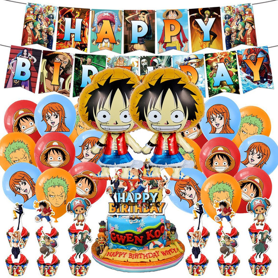 Kit Fiesta One Piece Luffy Decoracion Globos De Cumpleaños