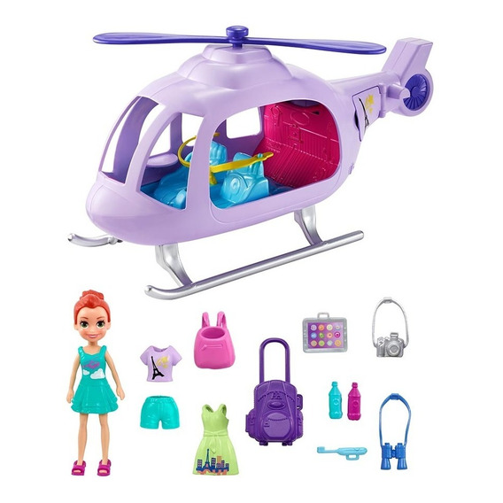 Set De Juego Muñeca Polly Pocket Helicóptero De Vacaciones