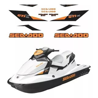 Kit Adesivos Jet Ski Para Sea Doo Gti 130 14806 Cor Verde/laranja
