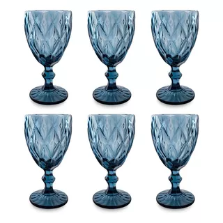 Set X6 Copas De Vidrio Modelo Kattegat 300 Ml Cc Color Azul