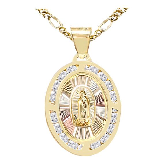 Medalla Oro 10k Virgen De Guadalupe Con Cadena De 50cm