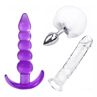 Plug Anal + Dilatador Cola De Conejo + Dildo Pene Sexshop