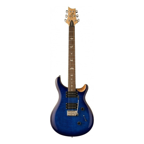 Guitarra eléctrica para zurdo PRS Guitars SE Custom 24 de arce/caoba 2021 faded blue burst con diapasón de palo de rosa