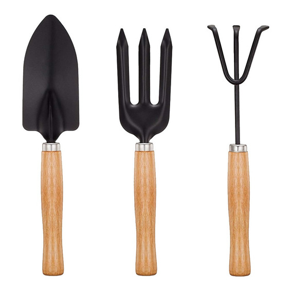 Kit Para Jardin De 3 Piezas Con Mango De Madera Jardineria