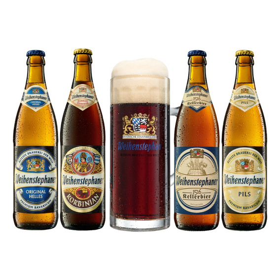 Paquete De 4 Cervezas Alemanas Weihenstephaner + Tarro