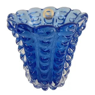 Vaso Cristal Di Murano Azul Escuro