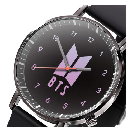 Reloj Analógico De Cuarzo Logo Bts Color Negro