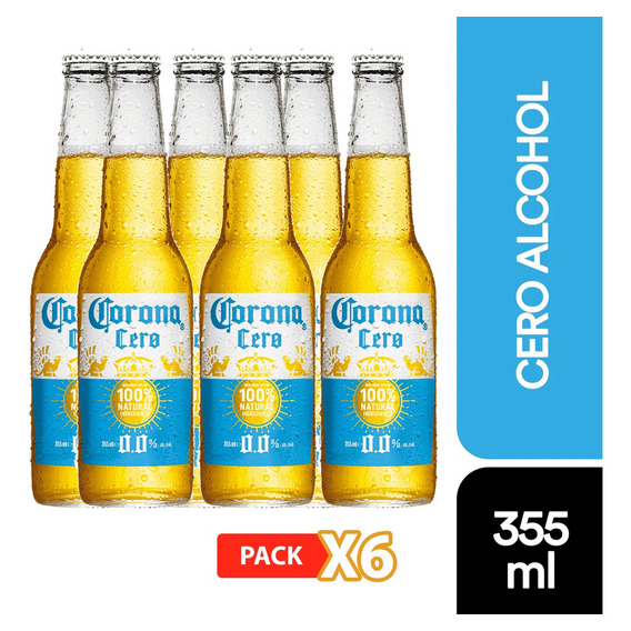Pack 6 Cerveza Rubia Corona Sin Alcohol Botella De 330cc