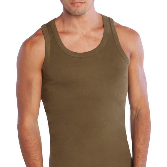 Camiseta Musculosa Hombre Algodón Verde Militar