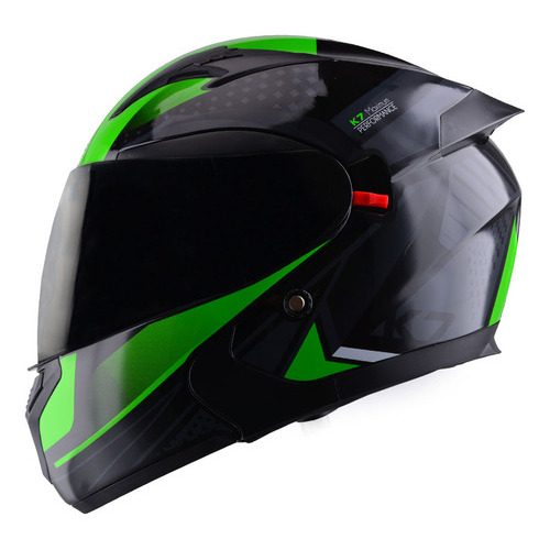 Casco Para Moto Edge K7 Certificado Dot Visor Solar Obscuro Color Verde Tamaño del casco M (57-58 cm)
