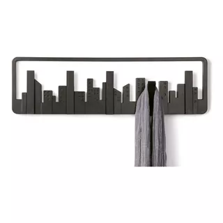 Perchero De Pared Skyline 15*49*2cm Plástico Negro 