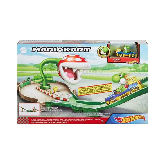 Hot Wheels Mario Kart Pista Circuito Piraña Int Gcp26 Mattel Color Blanco