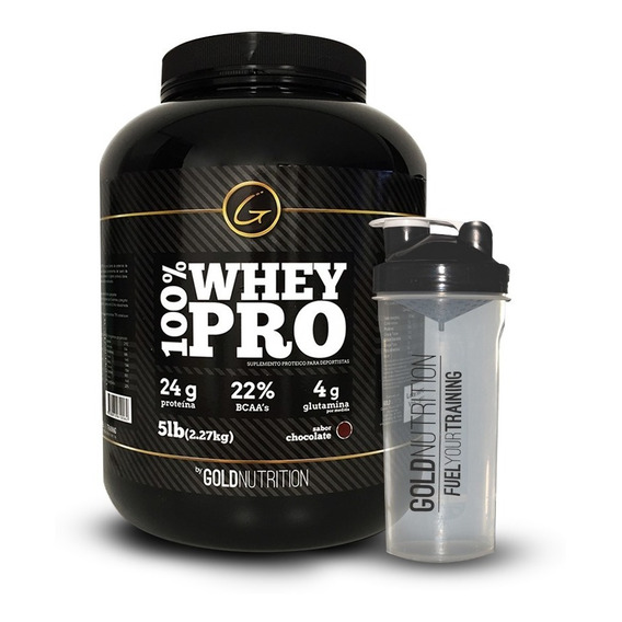 Proteina + Vaso - 100% Whey Pro 5 Lb + Shaker Gold Nutrition